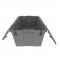 Set of 6 Heavy-Duty Plastic Totes w. Attached Lid 