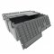 Pallet of 60 Gray Heavy-Duty Plastic Totes w. Attached Lid 