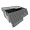 Set of 3 Gray Heavy-Duty Plastic Totes w. Attached Lid 