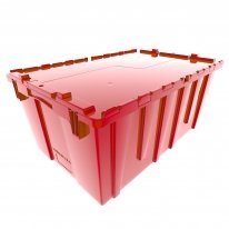 Pallet of 120 Heavy-Duty Plastic Totes w. Attached Lid