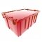 Set of 6 Red Heavy-Duty Plastic Totes w. Attached Lid 