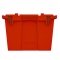 Set of 6 Red Heavy-Duty Plastic Totes w. Attached Lid 