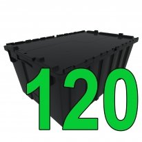 Pallet of 120 Black Attached Lid Totes