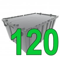 Pallet of 120 Gray Attached Lid Totes