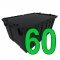 Pallet of 60 Heavy-Duty Plastic Totes w. Attached Lid 