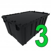 Set of 3 Black Attached Lid Totes