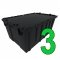 Set of 3 Black Attached Lid Totes