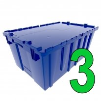 Set of 3 Blue Attached Lid Totes