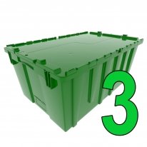 Set of 3 Green Attached Lid Totes