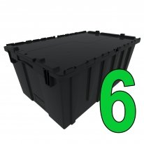 Set of 6 Black Attached Lid Totes