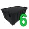 Set of 6 Black Heavy-Duty Plastic Totes w. Attached Lid 