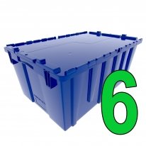 Set of 6 Blue Attached Lid Totes
