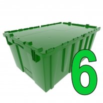 Set of 6 Green Attached Lid Totes