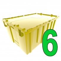 Set of 6 Yellow Attached Lid Totes