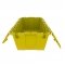 Set of 3 Yellow Heavy-Duty Plastic Totes w. Attached Lid 