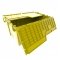 Pallet of 120 Yellow Heavy-Duty Plastic Totes w. Attached Lid 