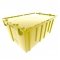 Set of 6 Yellow Heavy-Duty Plastic Totes w. Attached Lid 
