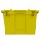 Set of 3 Yellow Heavy-Duty Plastic Totes w. Attached Lid 