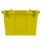 Pallet of 120 Yellow Heavy-Duty Plastic Totes w. Attached Lid 