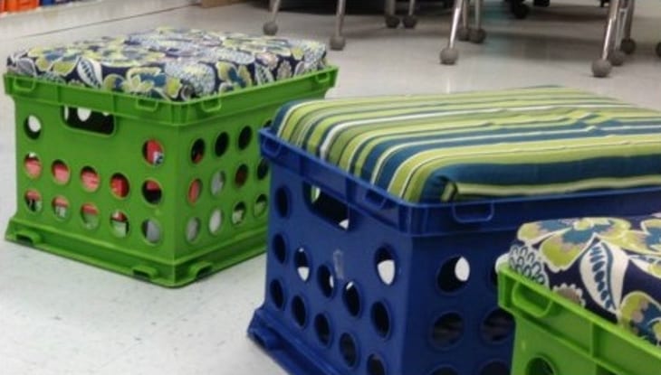 Cushions made of milk crates