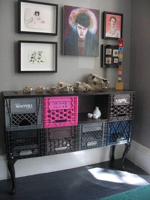 milk crates organizer