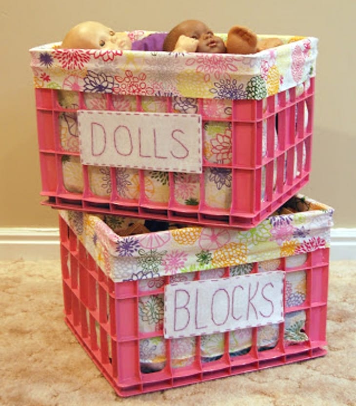 Milk crates toy storage for kids